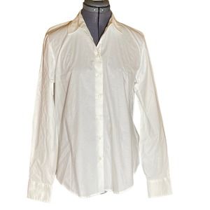 Joe Fresh Fitted Button Down Cotton Long Sleeve White Career Blouse Size M/M